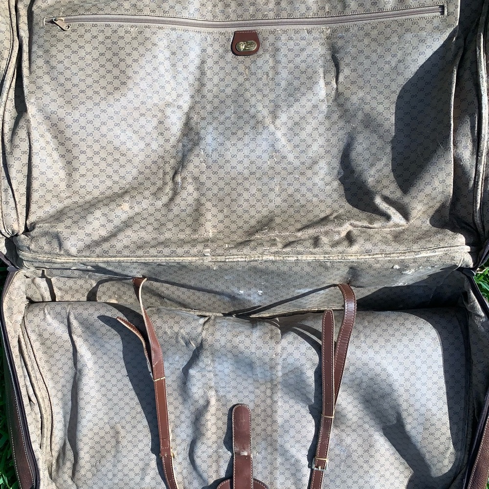 GUCCI Brown Leather Travel Suitcase Vintage AUTHENTIC - Picture 6 of 9